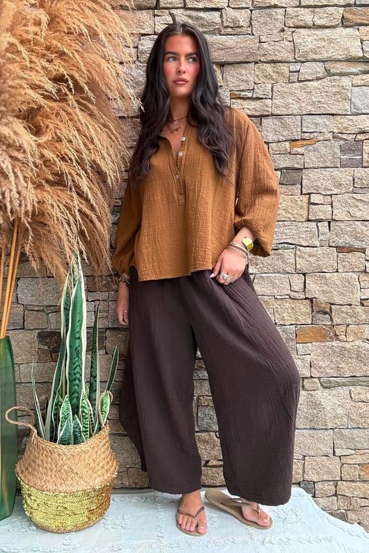 Annie Cushion Cotton Laurie Blouse Hazelnut
